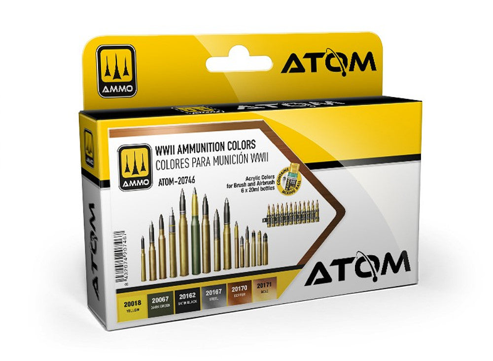 Ammo Mig 20746 6 x20ml ATOM Paint Set - WWII Ammunition Colours