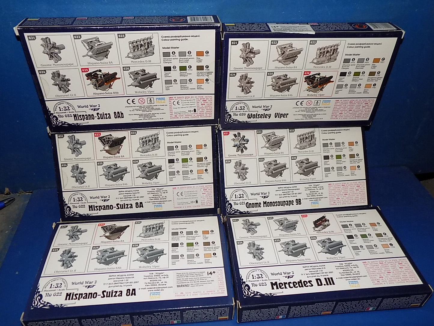 6x Roden 1/32 WWI Aircraft Engines AUC00026