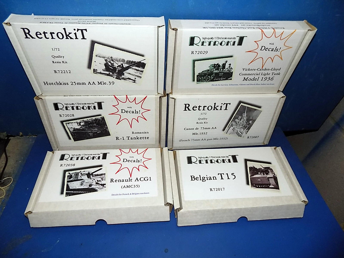 6x 1/72 Retrokit Resin Military Kits AUC00033