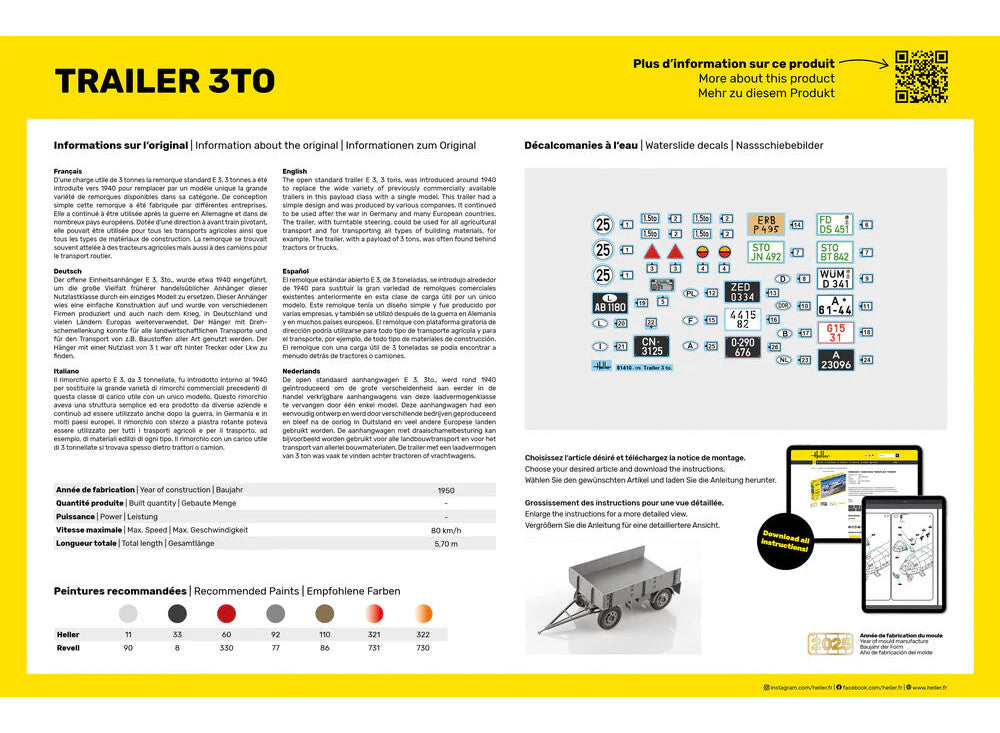 Heller 81410 1/24 Farm Trailer 3to