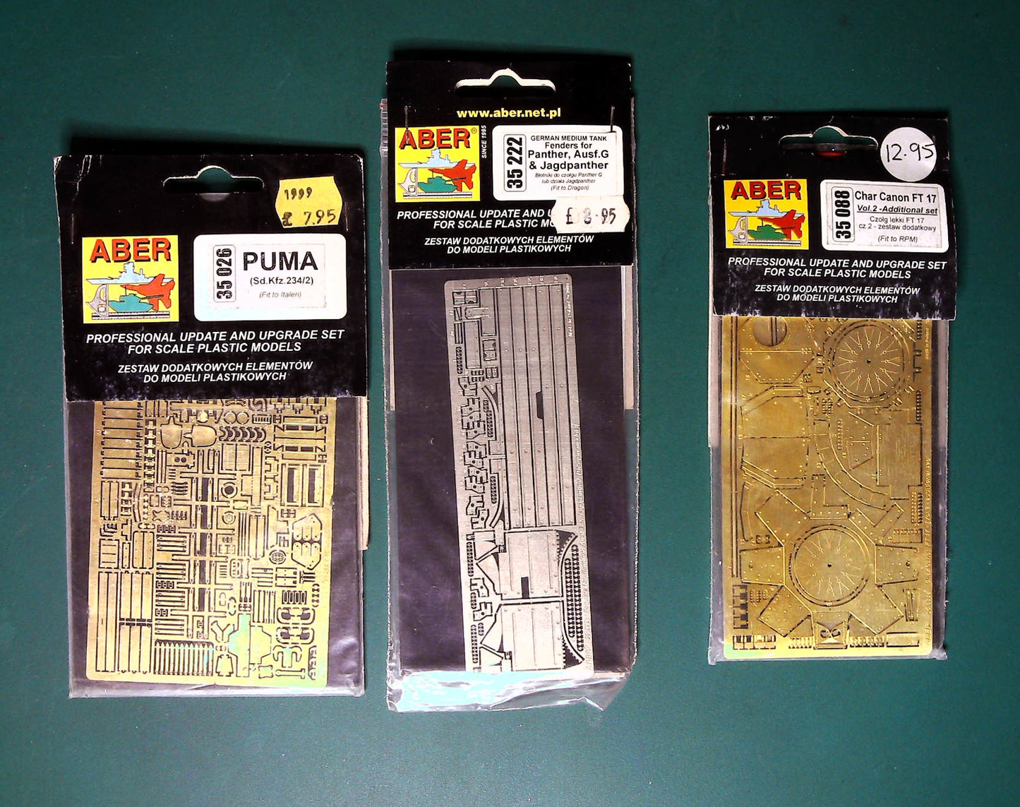 3x Aber 1/35 German Photo Etch Sets - 35026, 35222, 35088