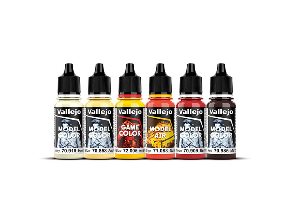 Vallejo 70243 18ml x 6 Model Color Acrylic Paint Set - Fire Fury