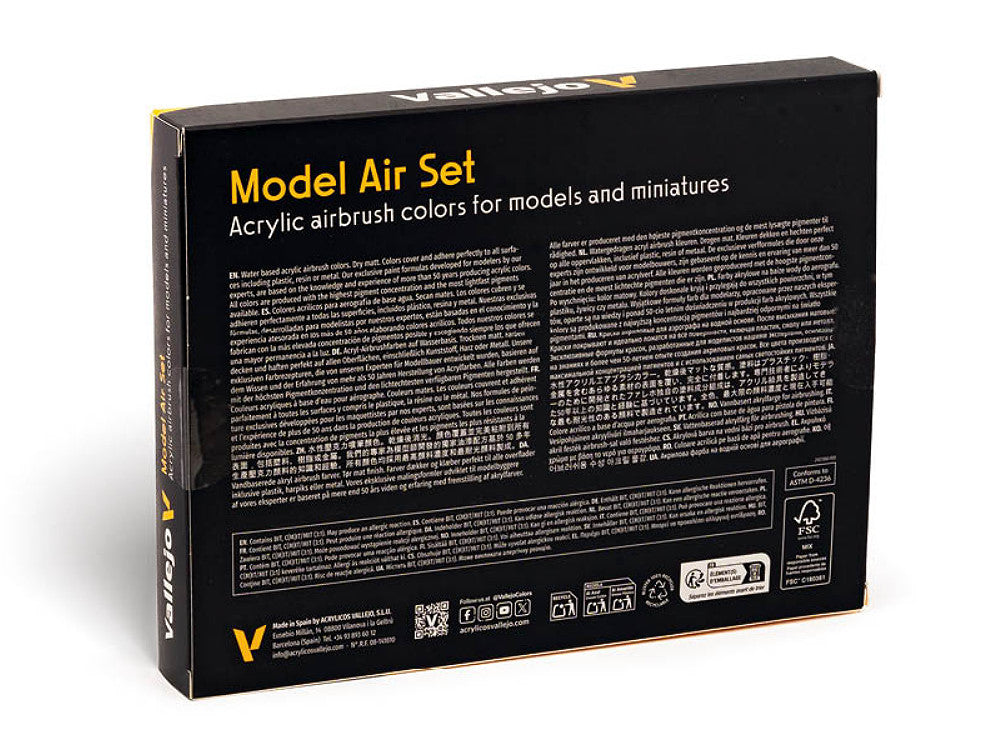 Vallejo 71178 18ml x16 Model Air Set - Basic Colours (x16)