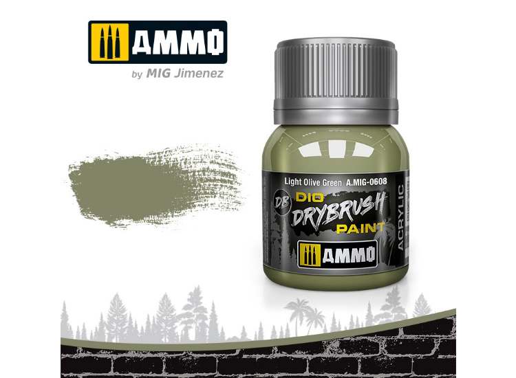 40ml Ammo Mig - Drybrush Acrylic Paint - Light Olive Green