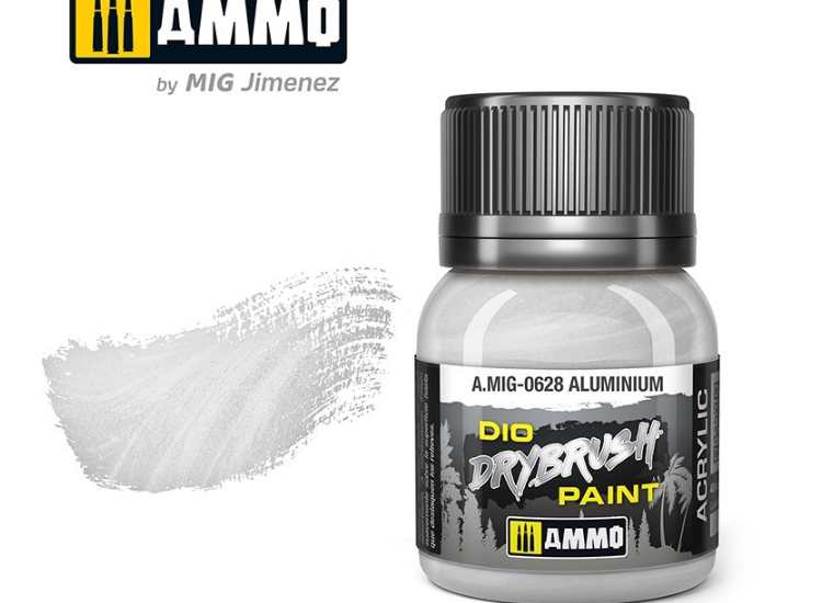 40ml Ammo Mig - Drybrush Acrylic Paint - Aluminium
