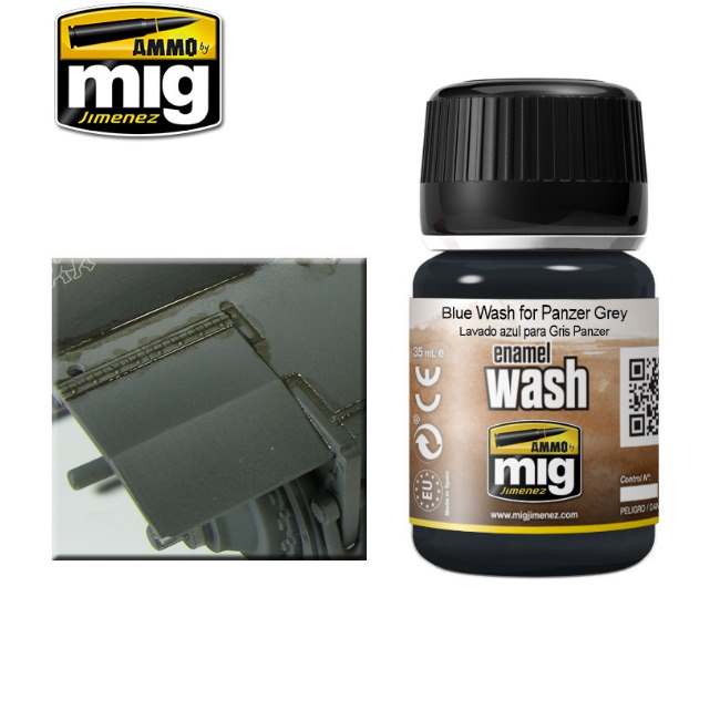 35ml Ammo Mig - Blue Wash For Panzer Grey - Enamel