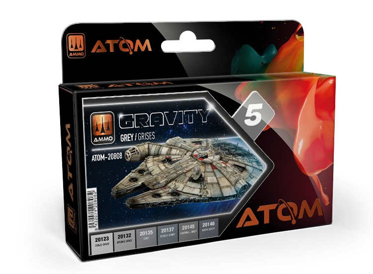 6 x20ml Ammo Mig - ATOM Paint Set - Gravity Set 5 - Grey