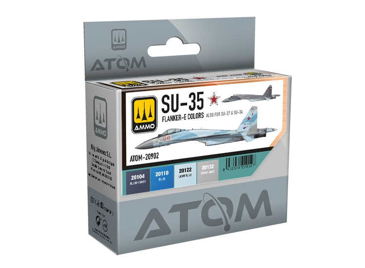4 x20ml Ammo Mig - ATOM Paint Set - SU-35 FLANKER-E Colors Set (also for SU-27 & SU-34)