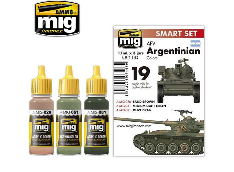 17ml x3 Ammo Mig - Argentinian AFV Colours - Acrylic Paint Set