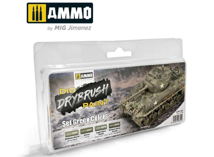 40ml x4 Ammo Mig - Drybrush Set: Green Colours