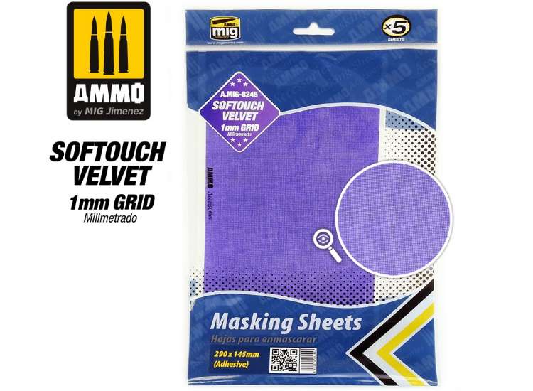- Ammo Mig - Softouch Velvet Masking Sheets 5x 290mm x 145mm