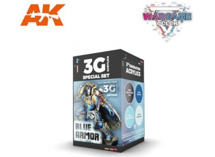 17ml x4 AK Interactive - Wargame 3G Acrylic Paint Set - Blue Armour