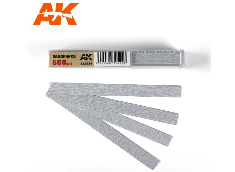 - AK Interactive - Dry Sandpaper 600 Grit 11x1cm (50 Pieces)