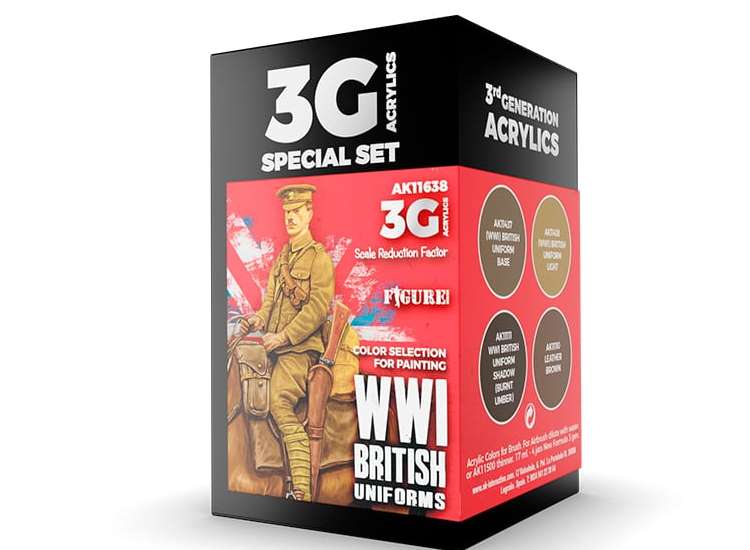 17ml x4 AK Interactive - WWI British Uniform Colours - 3G Acrylic Paint Set
