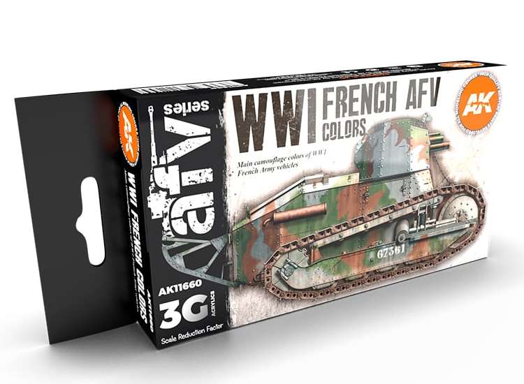 17ml x6 AK Interactive - WWI French AFV Colours - 3G Acrylic Paint Set
