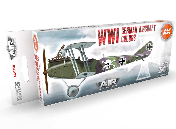 17ml x8 AK Interactive - WWI German Aircraft Colours - 3G Acrylic Paint Set
