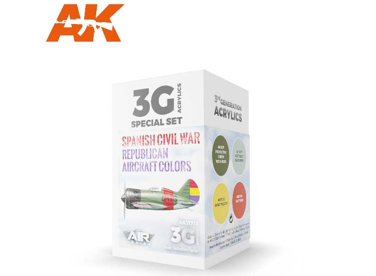 17ml x4 AK Interactive - Spanish Civil-War Republican Aircraft Colours - 3G Acrylic Paint Set