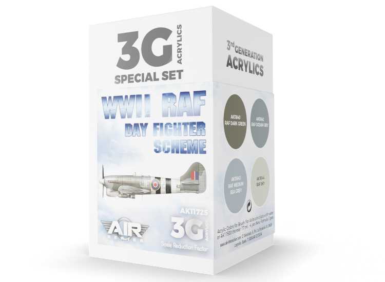 17ml x4 AK Interactive - WWII RAF Day Fighter Scheme - 3G Acrylic Paint Set