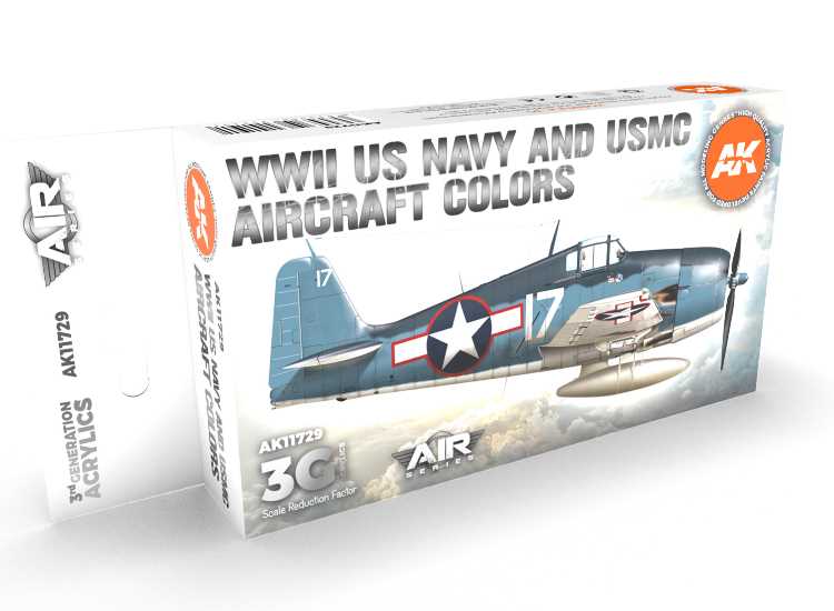 17ml x6 AK Interactive - WWII US Navy & USMC Aircraft - 3G Acrylic Paint Set