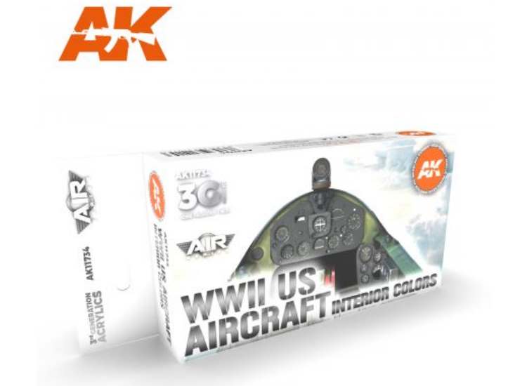 17ml x6 AK Interactive - WWII US Aircraft Interior Colours - 3G Acrylic Paint Set