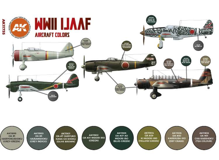 17ml x8 AK Interactive - WWII IJAAF Aircraft Colours - 3G Acrylic Paint Set