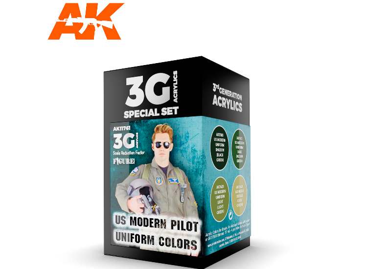 17ml x4 AK Interactive - Modern US Pilot Uniforms - 3G Acrylic Paint Set