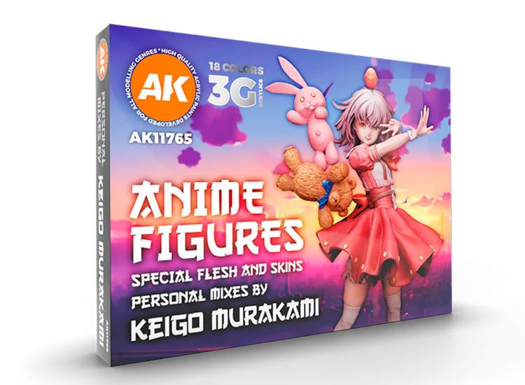 AK Interactive 11765 17ml x18 - Anime Figures - Signature Set by Keigo Murakami Personal Mixes - 3G Acrylic Paint Set