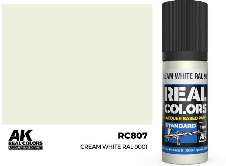 17ml AK Interactive - Real Colors Lacquer Paint - Cream White RAL 9001