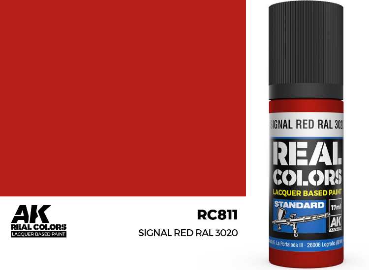17ml AK Interactive - Real Colors Lacquer Paint - Signal Red RAL 3020