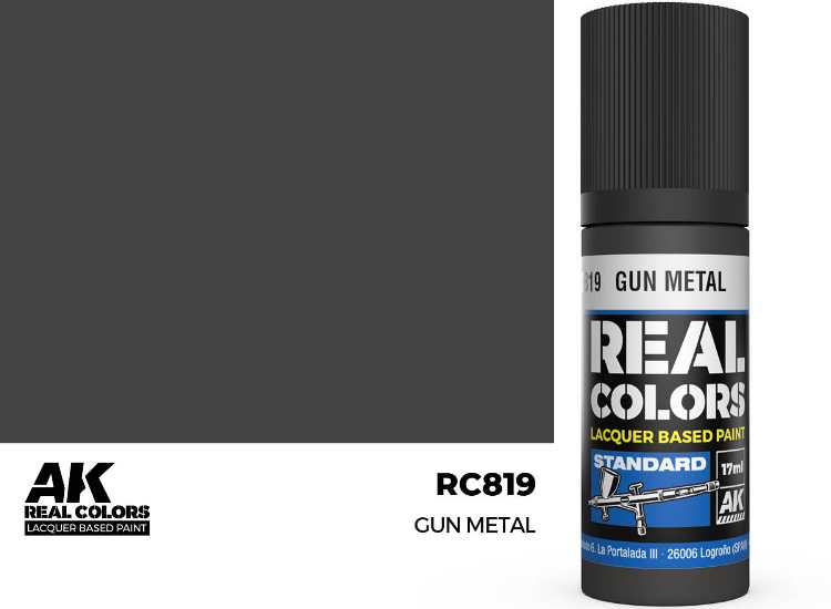 17ml AK Interactive - Real Colors Lacquer Paint - Gun Metal
