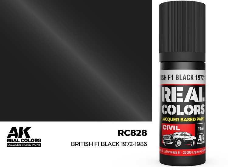 17ml AK Interactive - Real Colors Lacquer Paint - British F1 Black 1972-1986