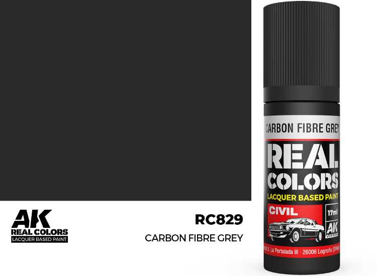 17ml AK Interactive - Real Colors Lacquer Paint - Carbon Fibre Grey