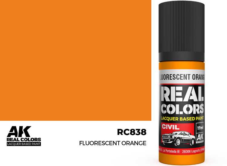 17ml AK Interactive - Real Colors Lacquer Paint - Fluorescent Orange