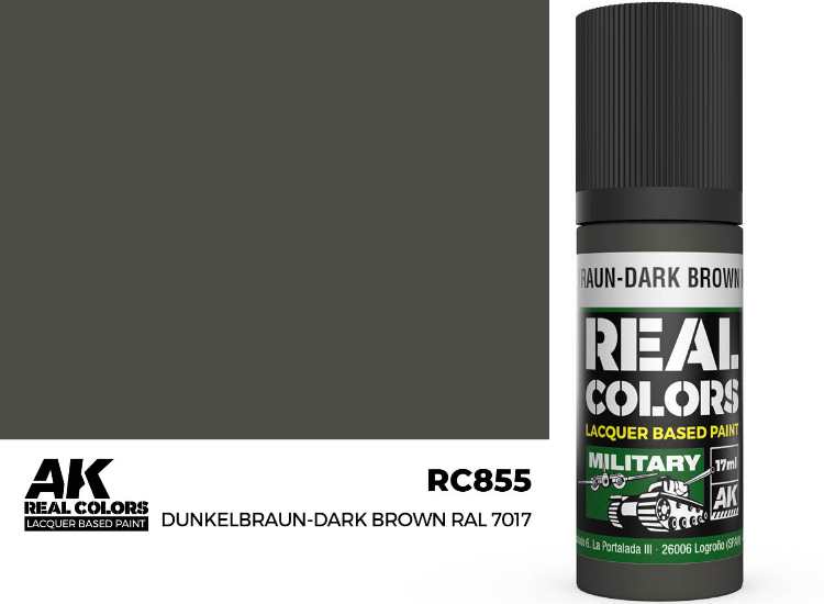 17ml AK Interactive - Real Colors Lacquer Paint - Dunkelbraun-Dark Brown RAL 7017
