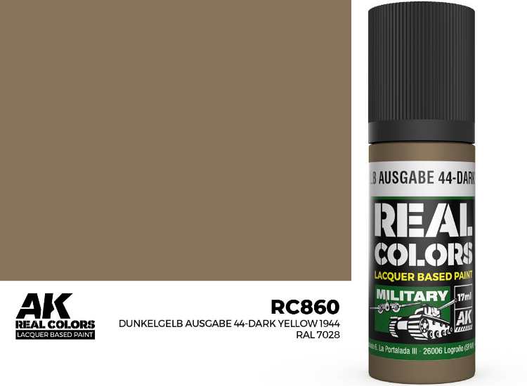 17ml AK Interactive - Real Colors Lacquer Paint - Dunkelgelb -Dark Yellow 1944 RAL 7028