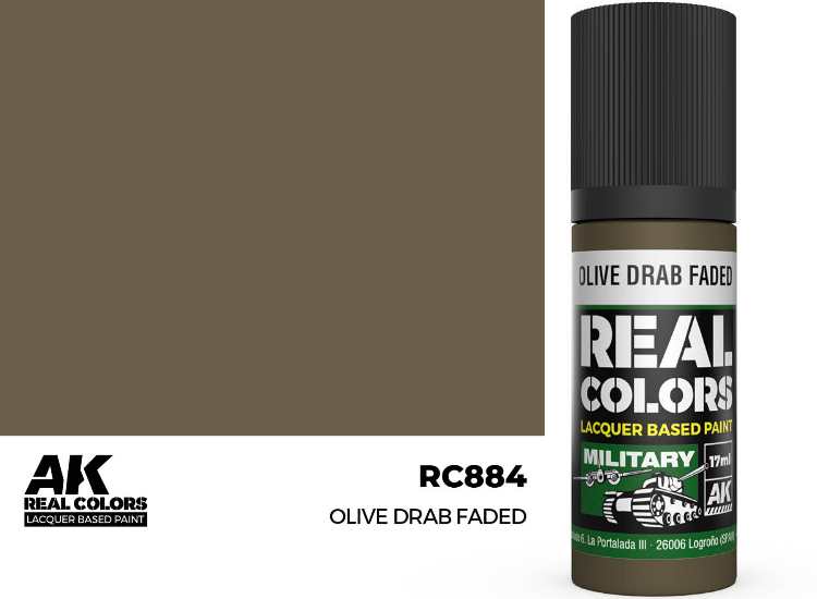 17ml AK Interactive - Real Colors Lacquer Paint - Olive Drab Faded