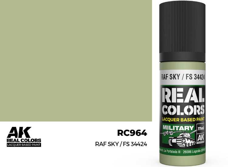 17ml AK Interactive - Real Colors Lacquer Paint - RAF Sky / FS 34424