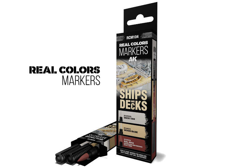 AK Interactive RCM104 - - Ships and Decks - Set of 3 Real Colors Markers