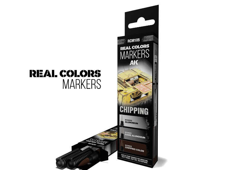 AK Interactive AAKRCM105 - - Chippings - Set of 3 Real Colors Markers