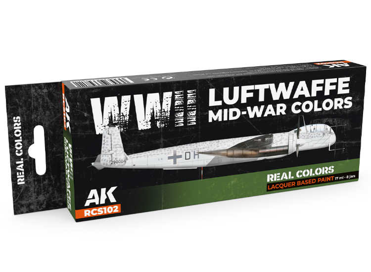 8 x17ml AK Interactive - Real Colors Paint Set - WWII Luftwaffe Mid-War Colors
