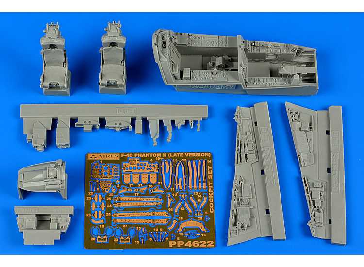 1/48 Aires - McDonnell F-4D Phantom II (late version.) cockpit set (designed to be used with Academy kits)