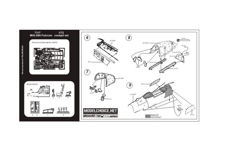 1/72 Aires - Mikoyan MiG-29A 'Fulcrum' cockpit set (designed to be used with Italeri kits)