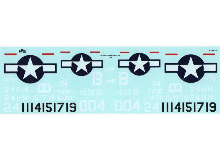 1/48 Alley Cat - Post War Test F6F-5K Hellcats Decals
