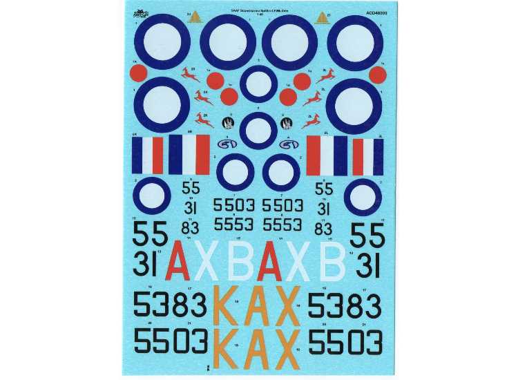 1/48 Alley Cat - Decals for Spitfire Mk XVIe Bubble Top, South African Air Force (SAAF)