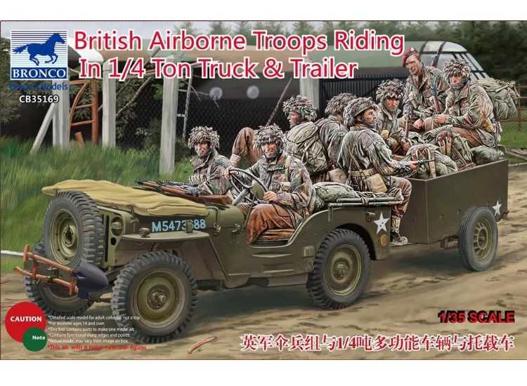 1/35 Bronco - British Airborne Troops Riding In 1/4 ton Truck & Trailer
