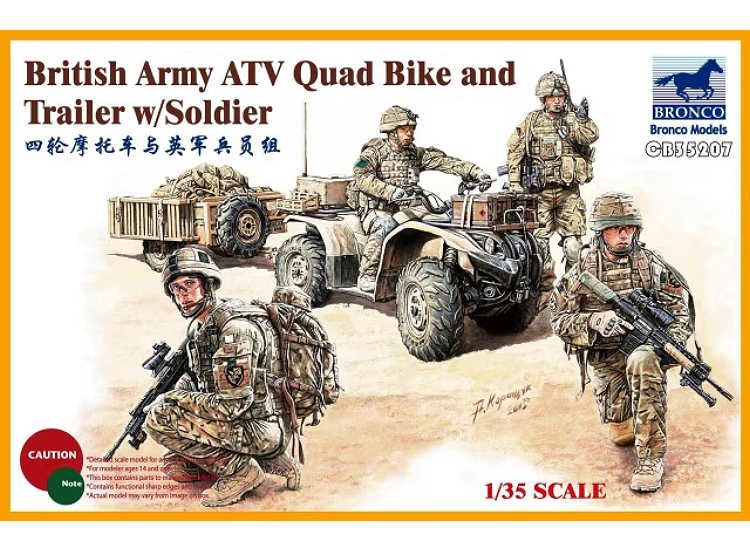1/35 Bronco - British Army ATV Quad Bike and Trailer w/figure
