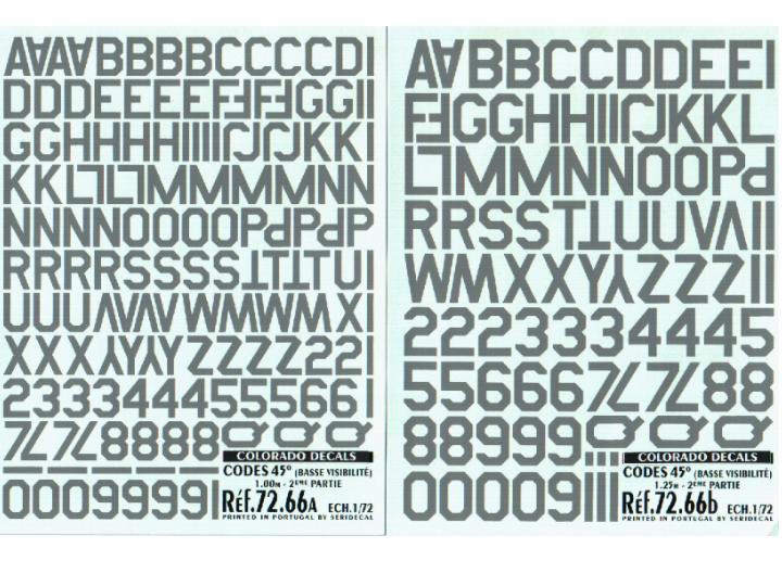 1/72 Colorado Decals - Low Visibility Codes 45º - 2nd Part - 2 Decals