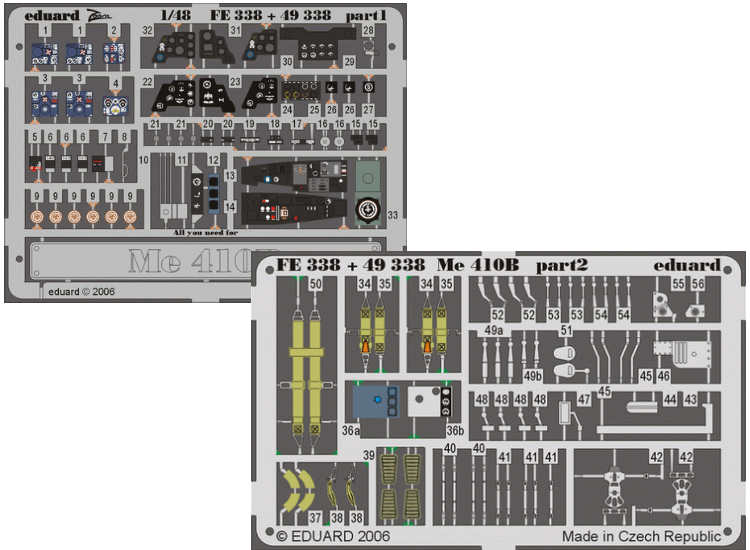 1/48 Eduard - Messerschmitt Me-410B Photo Etch (for Monogram and Revell kits)