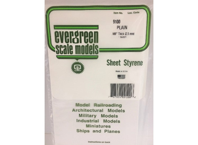2.5mm Evergreen - Plain Opaque White Polystyrene Sheet 0.1" (2.5mm)