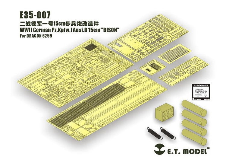 ET Model ETME35-007 1/35 - WWII German Pz.Kpfw.I Ausf.B 15cm Bison Photo Etch (for Dragon)
